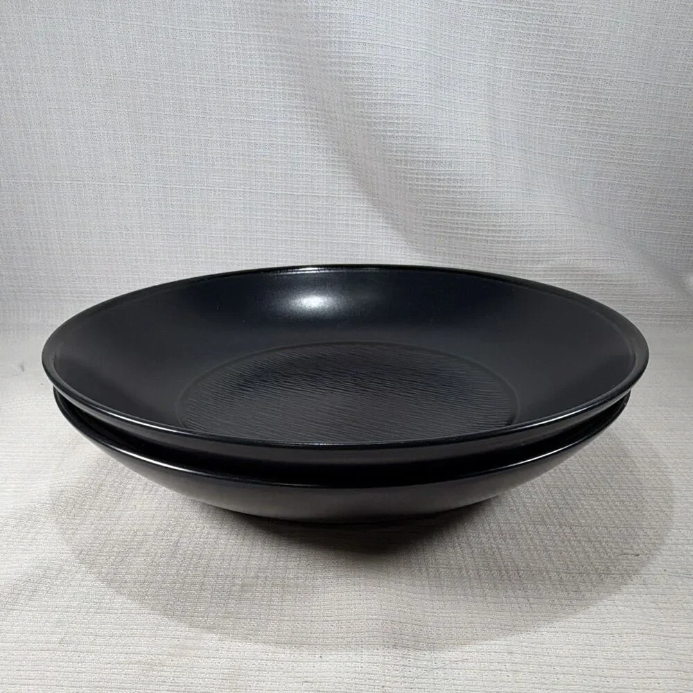 Set of 2 Noritake BoB Wave Black Fine Porcelain 9.5